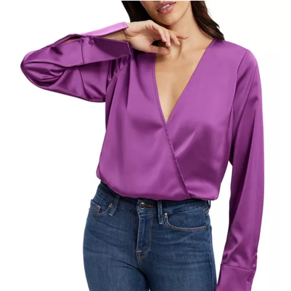 Good American Deep Purple Wrap Blouse- NEVER WORN